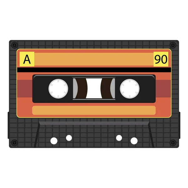 Vintage Video Tape Music Cassette Icon Flat Illustration Isolated White — Stockvektor