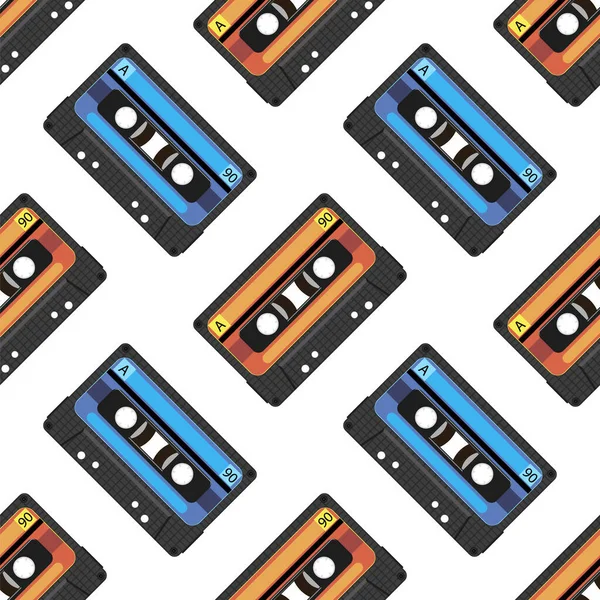 Vintage Cinta Vídeo Icono Casete Música Ilustración Plana Aislada Blanco — Vector de stock