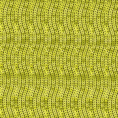 Şık örgü. Sarı örülmüş doku. Yünlü Kazak Tricot baskısı. Kış Kumaşı Deseni.