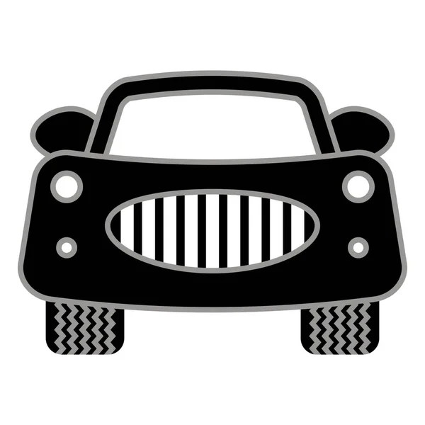 白い背景に隔離されたラウンドヘッドライトアイコンと乗用車のレトロな車 ウェブとUiデザインのための車のフラットアイコン 正面から見る 自動車のロゴデザイン — ストックベクタ