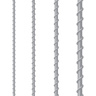 Demir parmaklıklar, güçlendirme çeliği beyaz arka planda izole edilmiş. İnşaat Metal Armatürü.