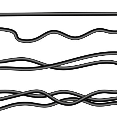 Beyaz Arkaplanda Siyah Kablolar İzole Edildi.