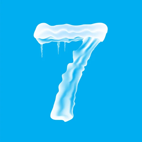 Snow Ice Cap with Number Seven Isolated on Blue Background. Christmas Card Design Element. Winter Snowcap Set.