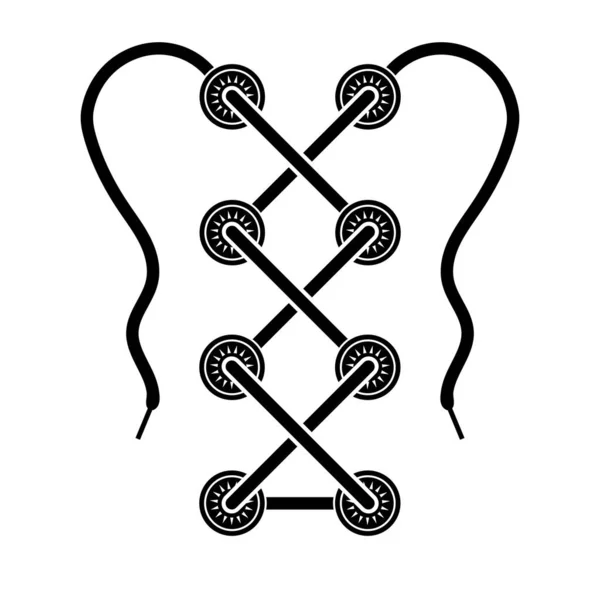 Black Shoelace Icon Isolated White Background — Stock Photo, Image