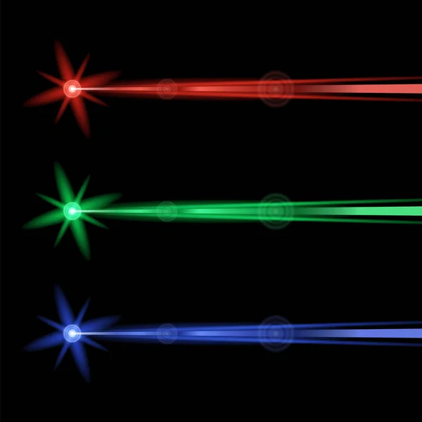 Set of Red Green Blue Laser Isolated on Black Background.