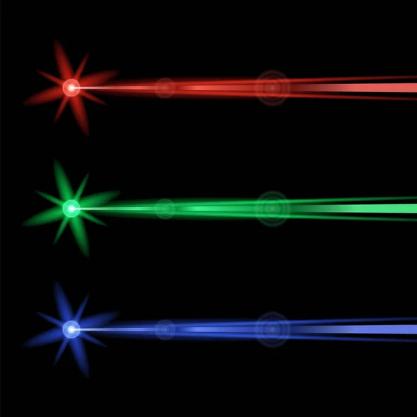 Set Red Green Blue Laser Isolated Black Background — Stock Photo, Image