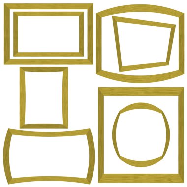 Beyaz Arkaplanda İzole Edilmiş Farklı Ahşap Çerçeveler.