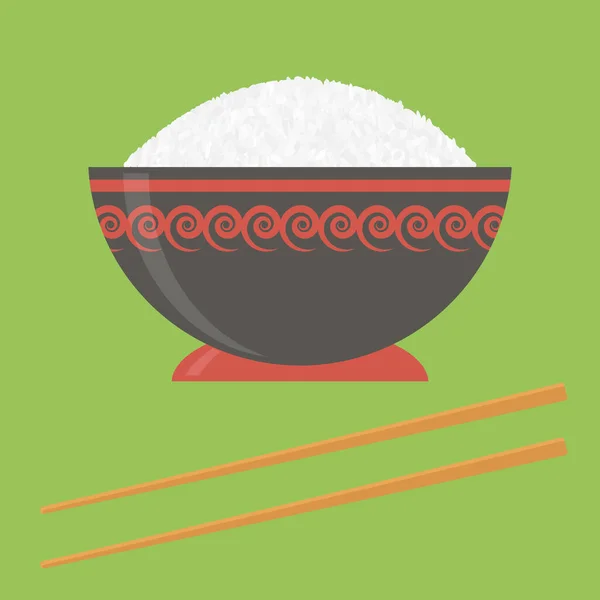 설익은 쌀알에는 배경에 막대기 모양의 아이콘이 아시아 요리에 귀여운 — 스톡 사진