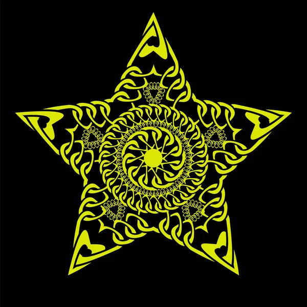 Altın Çerçeveler Çizimi Zincirli Yıldız Deseni Duvar Kağıtları Web Sayfası — Stok Vektör