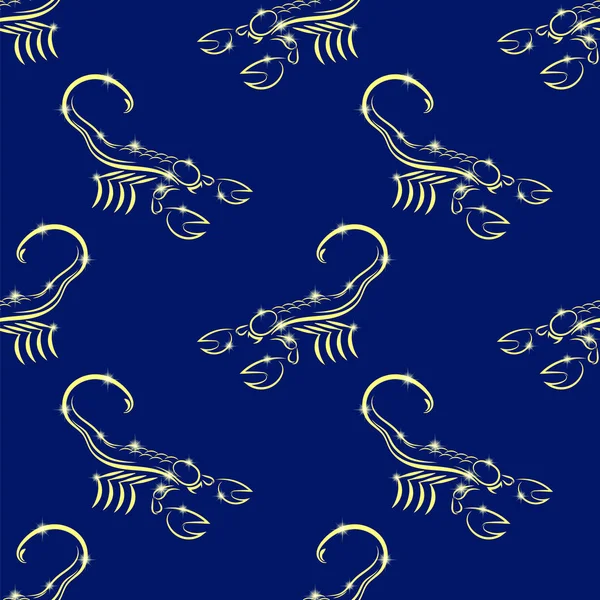 Illustration Scorpion Motif Sans Couture Horoscope Isolé Sur Fond Bleu — Photo