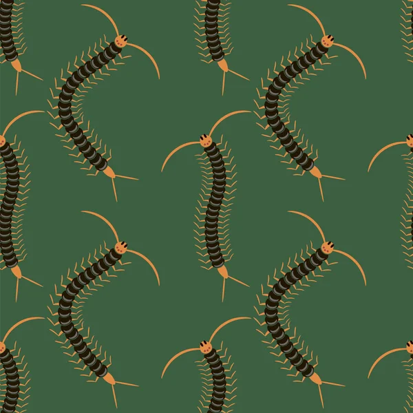 Μαύρο Καρτούν Scolopendra Απομονωμένο Πράσινο Φόντο Γίγαντας Σαρανταποδαρούσα Ζώων Εικονίδιο — Διανυσματικό Αρχείο