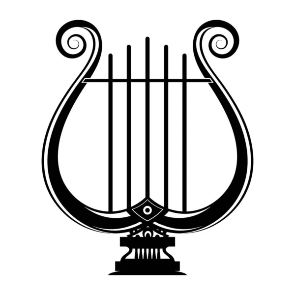 Retro Greek Lyre Strinds Musical Instrument Icon Isolated White Background — Stock Vector