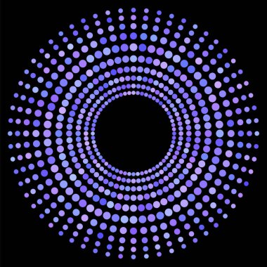 Mavi Noktalı Çember, Kara Arkaplan 'da izole edildi. Yarıton Simgesi.