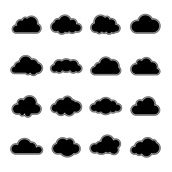 Cloud Black and White Set — Stock Vector