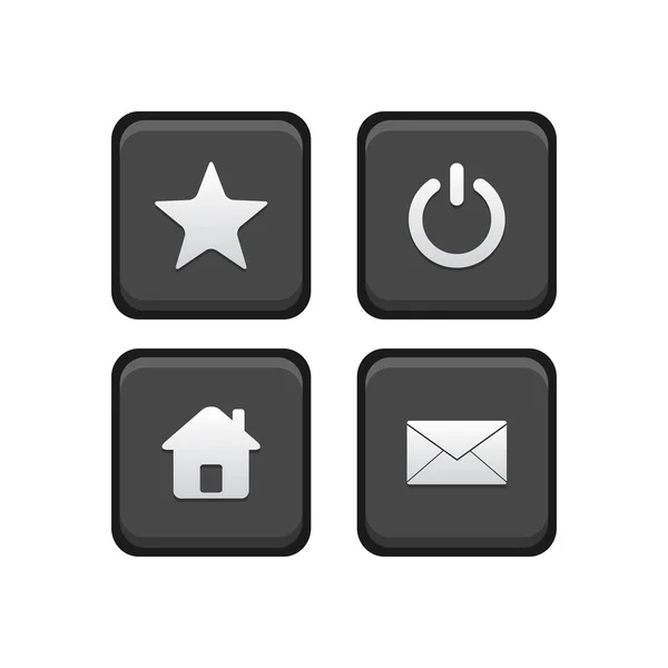 Botones Star, Power, Home y Email Square — Vector de stock