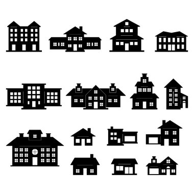 House Black and White set 2 clipart