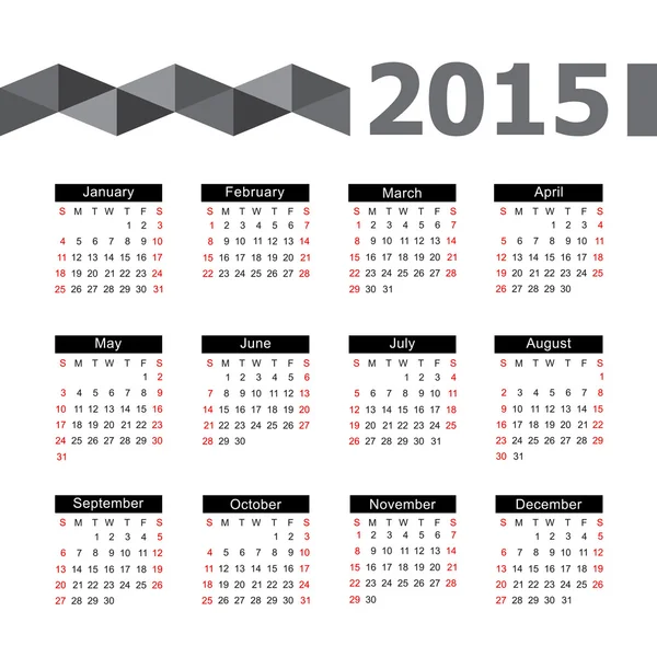Calendário 2015 — Vetor de Stock