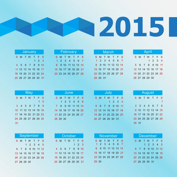 Kalender 2015 - Stok Vektor