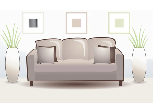 Mooie sofa met piloow — Stockvector