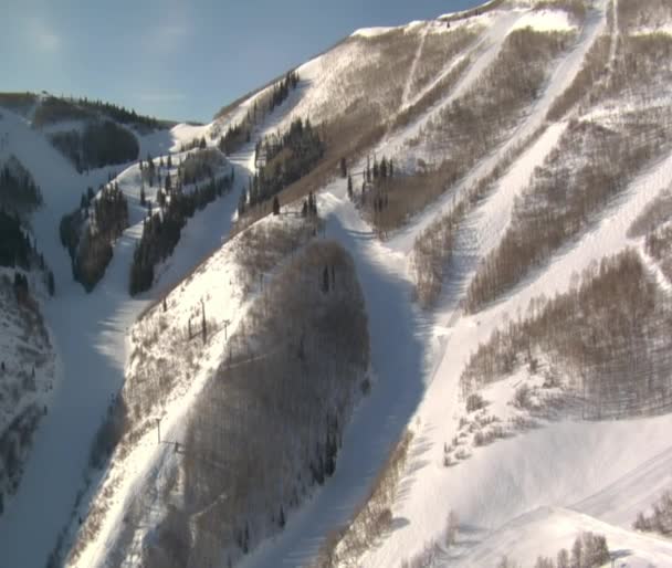 Aerial shot of ski resort — Stock Video