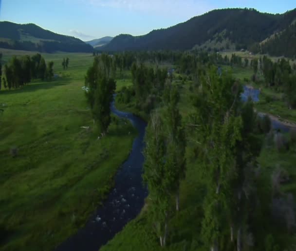 Légi felvétel a Green Valley, a folyó — Stock videók