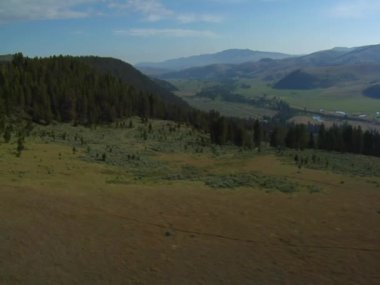 Yeşil Vadi, nehir ve mesafe bir çiftlik havadan çekim