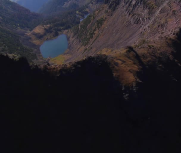森林、山および湖の空中ショット — ストック動画