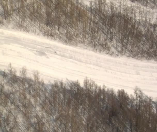 Luftaufnahme des Skifahrers — Stockvideo