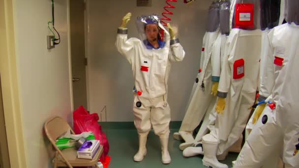 Scientist activates bubble suit — Stock Video