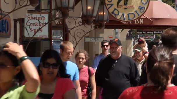 Зайнятий тротуарі Cannery Row Монтерей Каліфорнії — стокове відео
