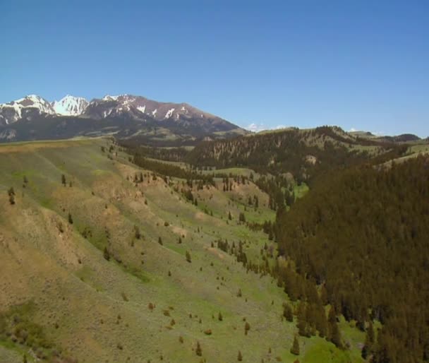 Valle herboso con montañas en la distancia — Vídeos de Stock