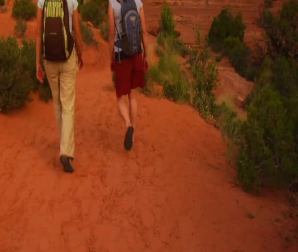 Dos excursionistas — Vídeos de Stock