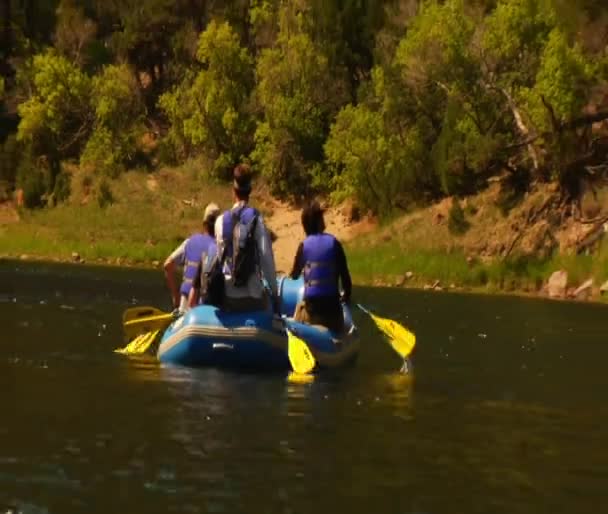 Rafting por el río en las montañas — Vídeos de Stock