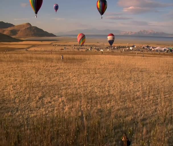 Uitzicht van binnenuit heteluchtballon — Stockvideo