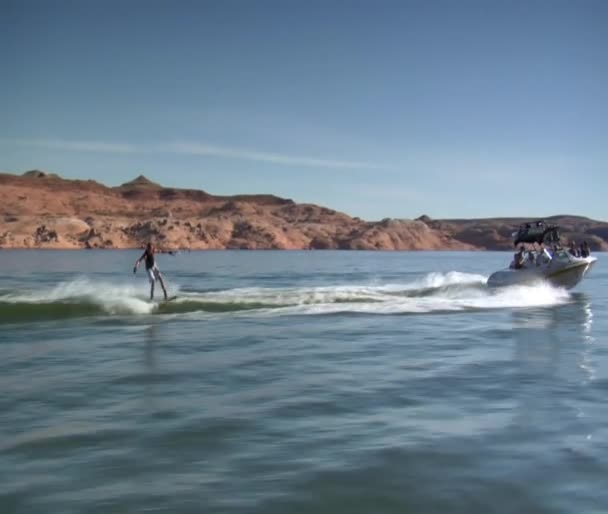 Speedboat tire wake boarder — Video