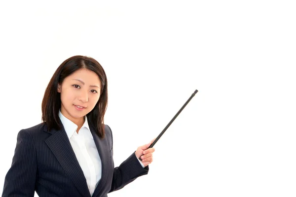 Frau stellt sich vor — Stockfoto