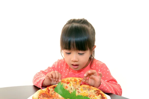 Παιδί που τρώει πίτσα — Φωτογραφία Αρχείου