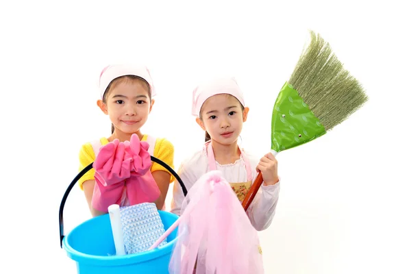Meisjes schoonmaken — Stockfoto