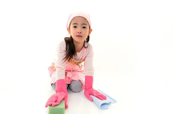 Girl cleaning — Stock Photo, Image