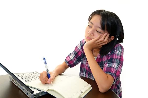 A girl in a uneasy look — Stock Photo, Image