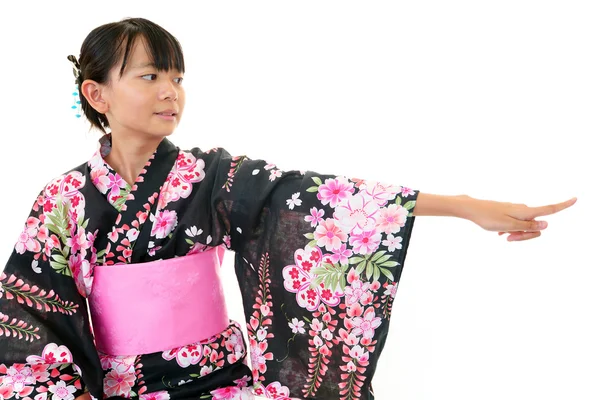 Smilende jente iført kimono – stockfoto