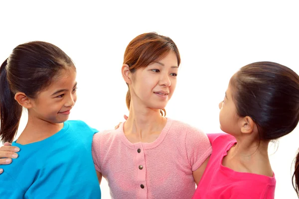 Smiling girls with mother — Stock Photo, Image