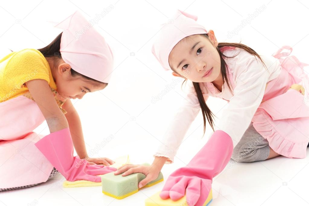 Girls cleaning
