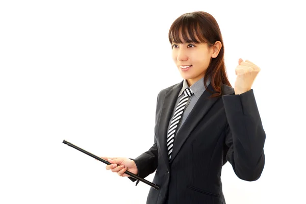 Retrato de una mujer haciendo una presentación — Foto de Stock