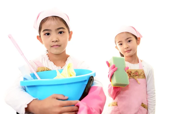 Asiatische Mädchen putzen — Stockfoto