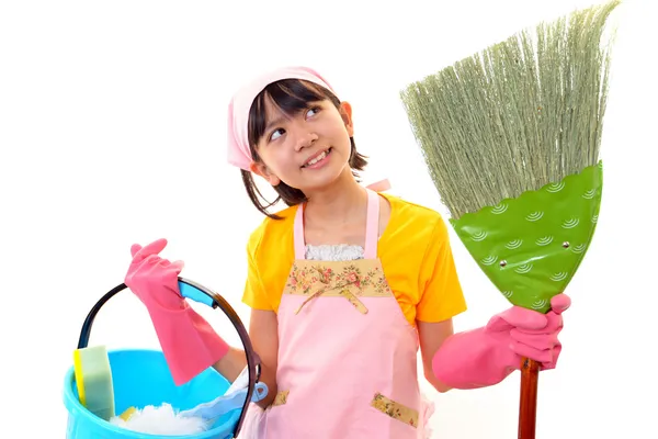 Girl cleaning — Stock Photo, Image