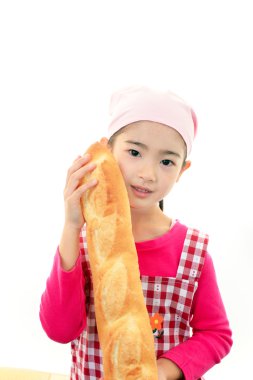 bir ekmek tutan kız