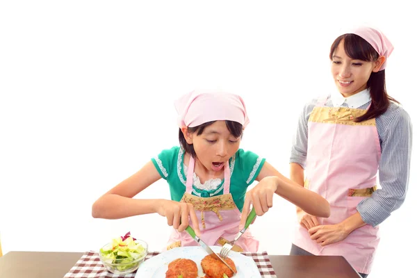 Girl eating food — Stock Photo, Image