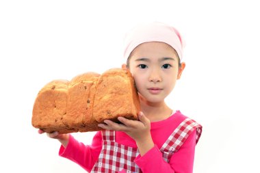 bir ekmek tutan kız