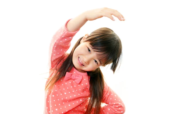 Menina asiática feliz sorriso em seu rosto — Fotografia de Stock